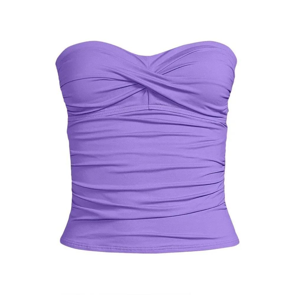 Land's End Tankini Top Bandeau soft cup Lavender Fusion removable straps size 8